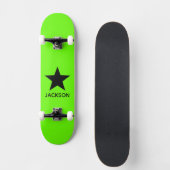 Neon Green Background Black Star Custom スケートボード (正面)