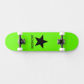 Neon Green Background Black Star Custom スケートボード (横)