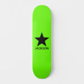 Neon Green Background Black Star Custom スケートボード (正面)