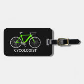 Neon Green Bicycle On Black ラゲッジタグ (正面横)