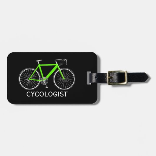 Neon Green Bicycle On Black ラゲッジタグ (正面横)
