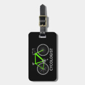 Neon Green Bicycle On Black ラゲッジタグ (正面縦)