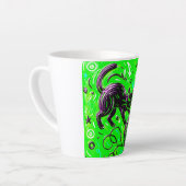 Neon Green Black Cat カフェラテマグ (左アングル)