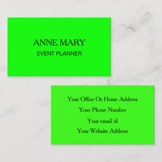 Neon Green Bright Colorful Wedding Event Planner 名刺