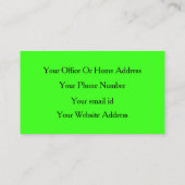 Neon Green Bright Colorful Wedding Event Planner 名刺 (裏面)