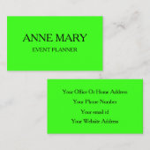 Neon Green Bright Colorful Wedding Event Planner 名刺 (正面/裏面)