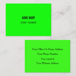 Neon Green Colorful Bright Modern Event Planner 名刺