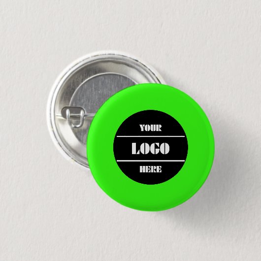 Neon Green Customizable Solid Round Button Pin 缶バッジ (正面&裏面)