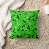 Neon Green Floral Gothic Skull  クッション (ブランケット)