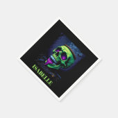 neon green haunted skull gothic halloween night スタンダードカクテルナプキン (角)