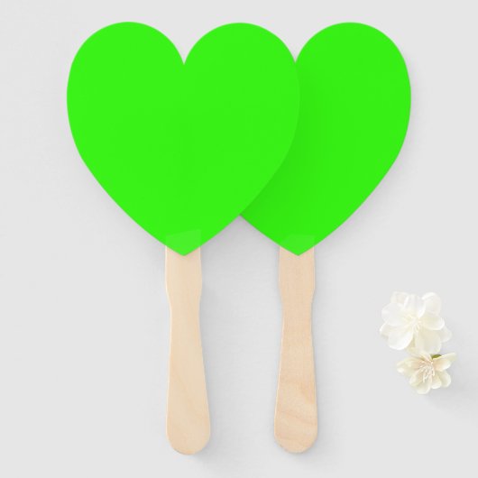 Neon Green Heart Fan Set – Customizable ハンドファン (正面&裏面)