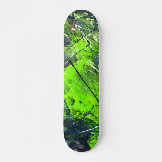 Neon Green Jungle Grunge Abstract Skateboard スケートボード (正面)