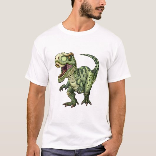 Neon Green Jurassic Rex Tee Art Tシャツ (正面)