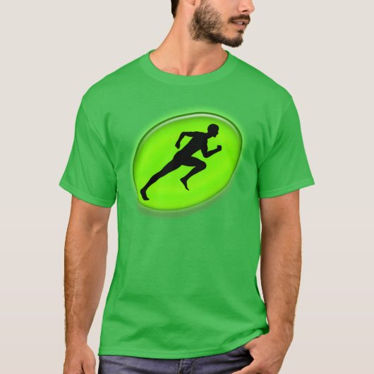 Neon Green Man Running Personalrainer Sports gift Tシャツ (正面)