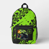 Neon Green Monster Truck Boys Monogram  プリントバックパック (正面)