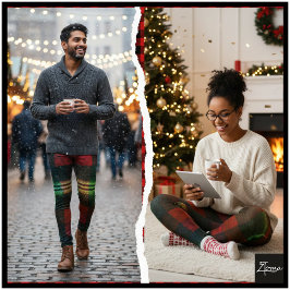 Neon Green Red Plaid Buffalo Grunge レギンス