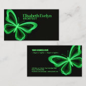Neon Green Wings: Futuristic Business Card Art 名刺 (正面/裏面)