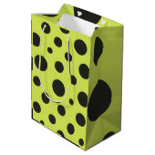 Neon Green with Black Polka Dots Watercolor ミディアムペーパーバッグ (裏面アングル)