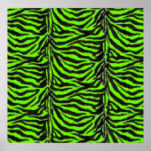 Neon Green Zebra Skin Texture Background ポスター (正面)