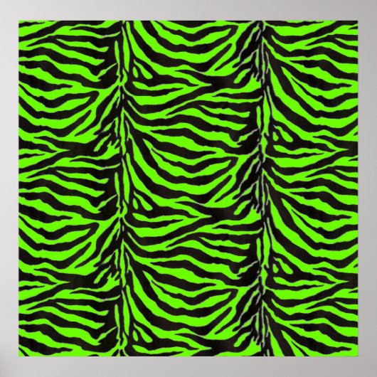 Neon Green Zebra Skin Texture Background ポスター (正面)