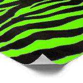 Neon Green Zebra Skin Texture Background ポスター (角)