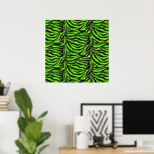 Neon Green Zebra Skin Texture Background ポスター (ホームオフィス)