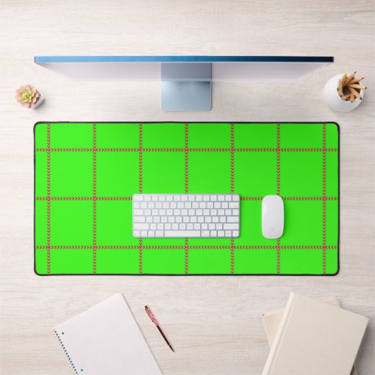 Neon Grid Desk Mat With Pink Arrows – Customizable デスクマット (オフィス1)
