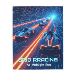 Neon Grid Racing Midnight Run メタルプリント
