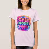 Neon Gym Mode – Rainbow Fitness Splash with heart Tシャツ (正面)
