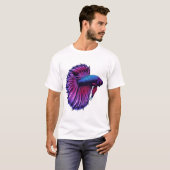 Neon Halftone Betta Fish Design Tシャツ (正面フル)