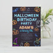 Neon Halloween Birthday Party Invitation 招待状 (スタンド正面)