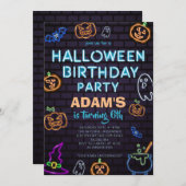 Neon Halloween Birthday Party Invitation 招待状 (正面/裏面)