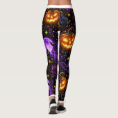 Neon Halloween Black Cat and Ghost Leggings レギンス (裏面)