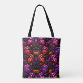 Neon Halloween Lips and Tongue Tote Bag トートバッグ (裏面)