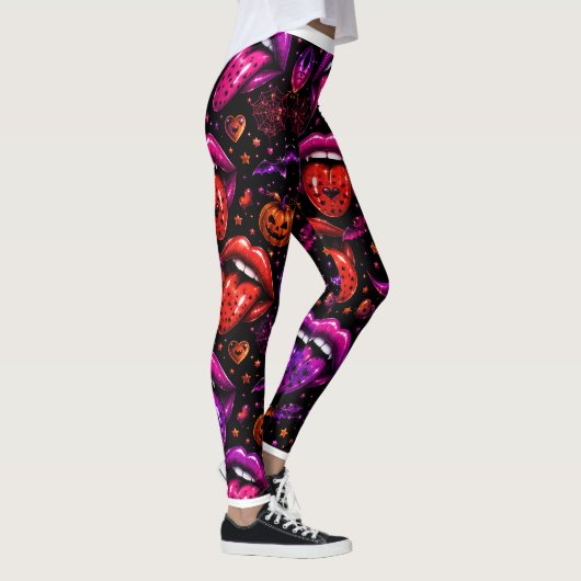 Neon Halloween Lips Leggings レギンス (右)