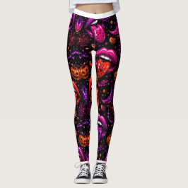 Neon Halloween Lips Leggings レギンス