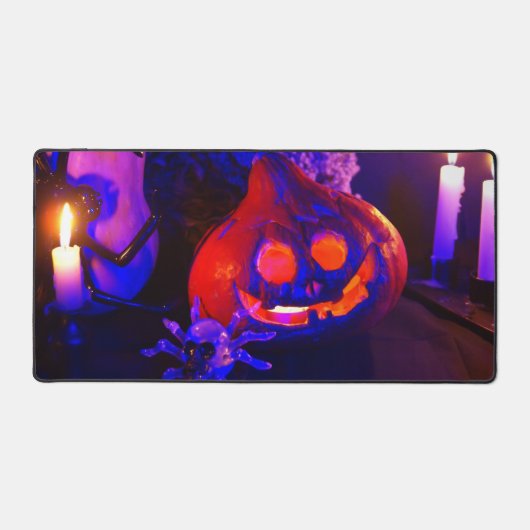 Neon Halloween pumpkins デスクマット (正面)