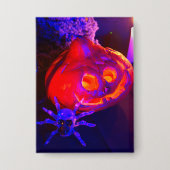 Neon Halloween pumpkins 缶バッジ (正面)