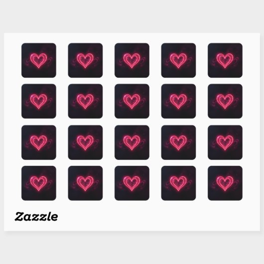 Neon Heart Valentines  Square Sticker スクエアシール (シート)