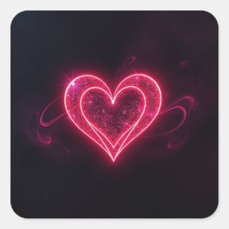 Neon Heart Valentines  Square Sticker スクエアシール