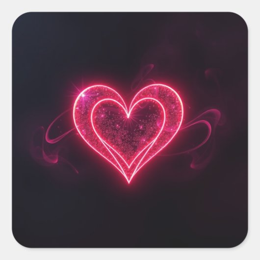 Neon Heart Valentines  Square Sticker スクエアシール (正面)