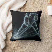 Neon Hockey Player On Ice クッション (ブランケット)