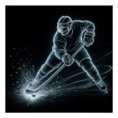 Neon Hockey Player On Ice ポスター (正面)
