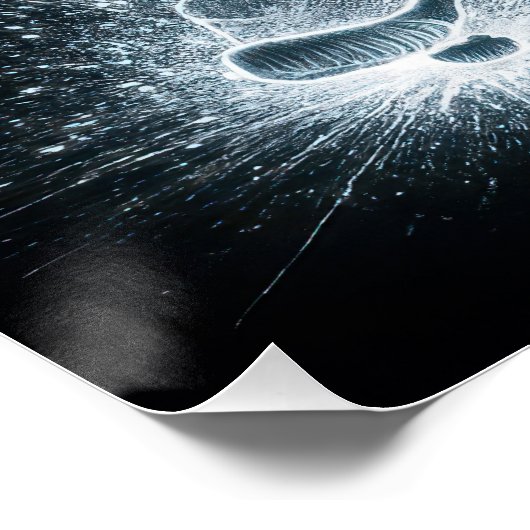 Neon Hockey Player On Ice ポスター (コーナー)