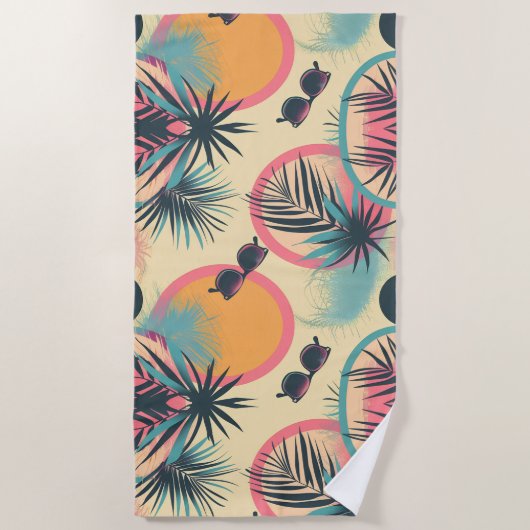 Neon Horizon Oasis Beach Towel ビーチタオル (正面)