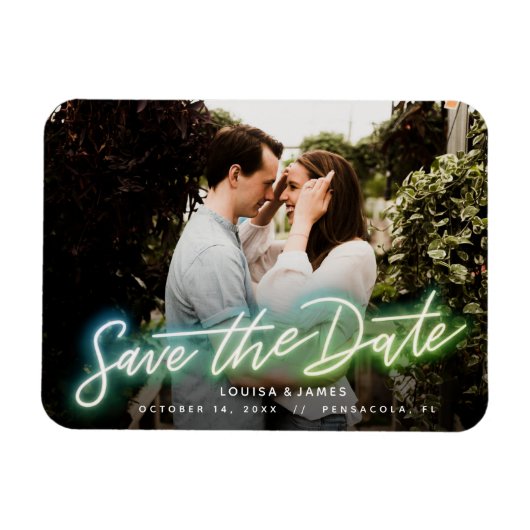 Neon Horizontal Photo Save the Date Magnet マグネット (横)