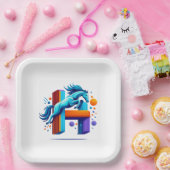 Neon Horse Jump Over H Letter ペーパープレート (パーティー)