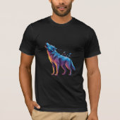 Neon Howling Wolf – Geometric Spirit Tシャツ (正面)