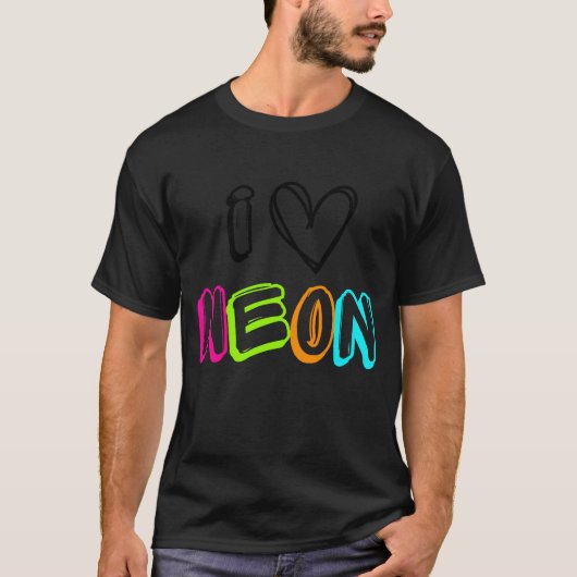 Neon I Heart Neon BLACK Tシャツ (正面)