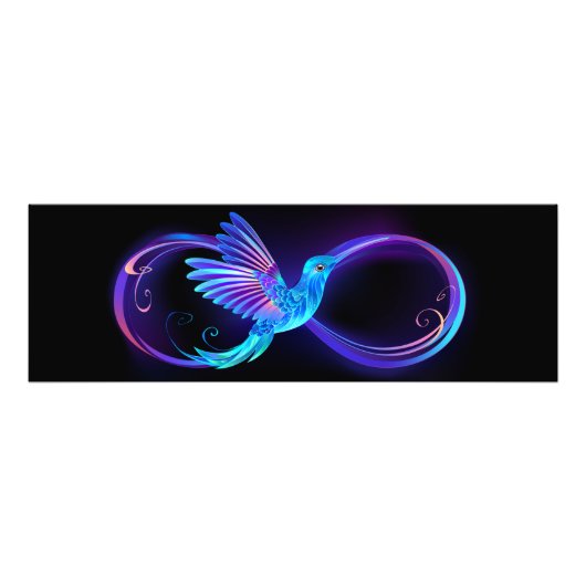 Neon Infinity Symbol with Glowing Hummingbird フォトプリント (正面)